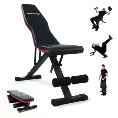 Imagen de Mobiclinic® Fitness, Banco de musculación, Plegable, Soporta 200kg, Asiento y respaldo regulable, FlexFit, Multifunción, pesas, Entrena Cuerpo completo, Resistente estable, Gym en casa