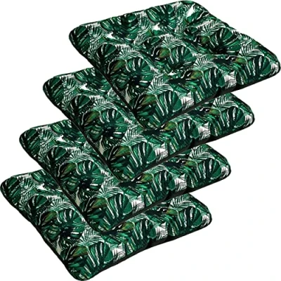 Imagen de SuperKissen24. Set de 4 Cojines Asiento Cojín Silla 45x45 cm para Interior y Exterior Cómodo e Impermeable Muebles Jardin, Terraza, Suelo Exotic