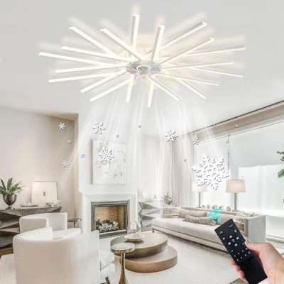 Imagen de Ventilador De Techo Grande 100CM con Luz Y Mando A Distancia Función Reversible Invierno Verano 6 Velocidades LED Regulable para Salón Dormitorio