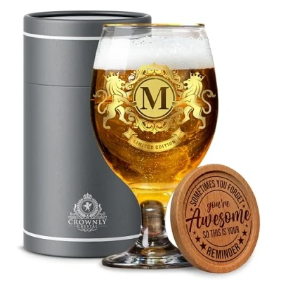 Imagen de CROWNLY CRYSTAL® Regalos Originales Para Hombre Regalo Cumpleaños Personalizados Copas De Cerveza Decoracion Navidad Original Papa (M)