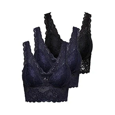 Imagen de ONLY ONLCHLOE LACE BRAZIL Pack de 3, 3 sujetadores (2 Peacoat, 1 Black), S