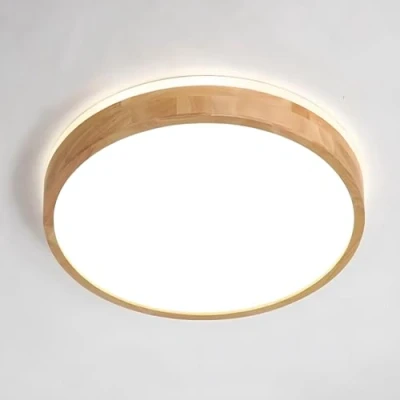 Imagen de YYUTLUO lámpara techo LED madera, de madera natural redonda con brillo superior 360​​ Blanco 4500K 18W 1600lm Salón Cocina Comedor Pasillo Hogar Oficina Habitación Infantil(Ø30cm)