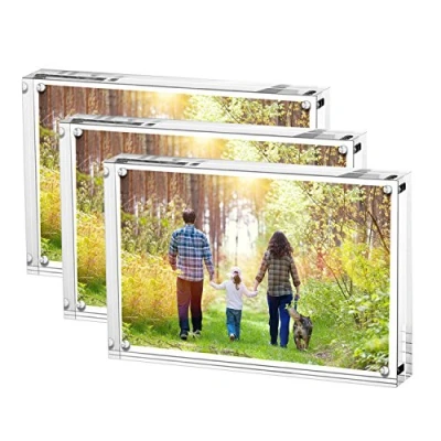 Imagen de Boxalls Marcos Fotos Metraquilato 10 x 15 cm Pack de 3, Marco Transparente Acrílico Doble Cara, Cristal para Retrato Sin Escritorio, Habitación y Oficina