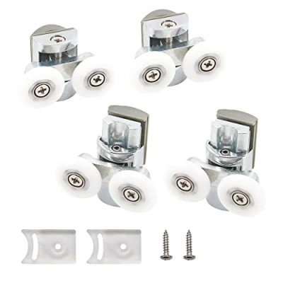 Imagen de Juego de 4 ruedas para puerta ducha, 2 superiores y inferiores puertas plástico mampara ducha cristal, 8 mm