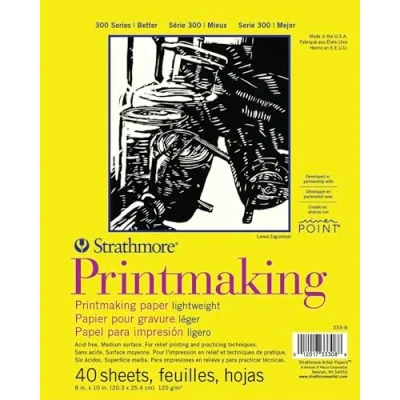 Imagen de Strathmore 300 Series Printmaking Bloc de Papel para impresión 8 x 11 Pulgadas, 40 Hojas, Blanco, 10