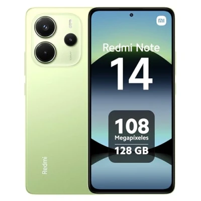 Imagen de Xiaomi Redmi Note 14 Smartphone de 8+128GB, Pantalla 6.67&quot; AMOLED FHD+ 120Hz, MediaTek Helio G99 Ultra, cámara 108MP, TurboCharge 33W, 5500 mAh, Cargador no Incluido, Verde (Versión ES)