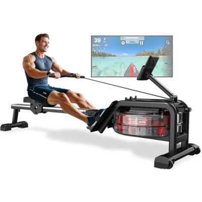 Imagen de VOWVIT remo para el hogar, de agua con monitor Bluetooth y soporte tableta, aplicación Kinomap compatible agua, fácil montaje, tamaño máximo del usuario 210 cm