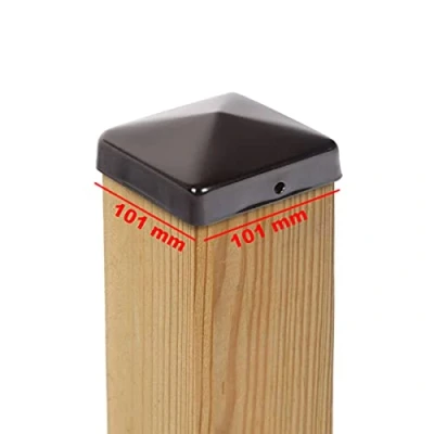 Imagen de Lote de 10 tapas para postes (pirámide, acero, revestimiento polvo, 101 x mm), color negro