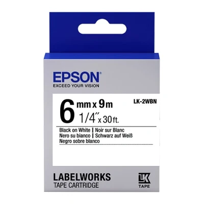 Imagen de Epson Lk 2wbn cintas para impresoras de etiquetas (negro sobre blanco, labelworks lw 1000p 300 400 400vp 600p, ampolla)