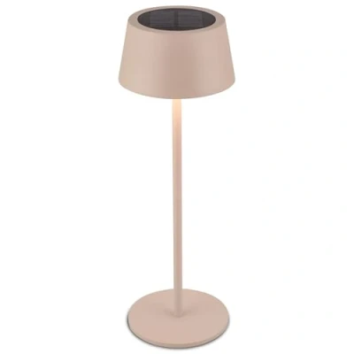 Imagen de BRILONER lampara de mesa sin cable LED IP44 con pantalla táctil, CCT, regulable, solar, mesita noche cable, recargable, mesilla, 11,5x32 cm, beige