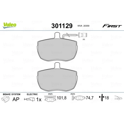 Imagen de VALEO 301129 Juego de pastillas freno FIRST Eje delantero con contacto avisador desgaste sin chapa antichirridos IVECO: DAILY 2 Kasten/Kombi