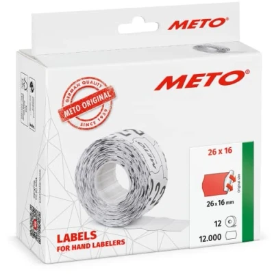 Imagen de Etiquetas Meto para etiquetadoras manuales (26 x 16 mm, 2 líneas, rojo fluorescente, 12.000 unidades, adherencia permanente, Meto, Contact, Sato, Avery, Tovel, Samark, etc.)