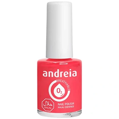 Imagen de Andreia Vernis Halal Esmalte de Uñas Vegano, Permeable y Transpirable que cumple con los requisitos Color B16 Coral Sombras Rosa
