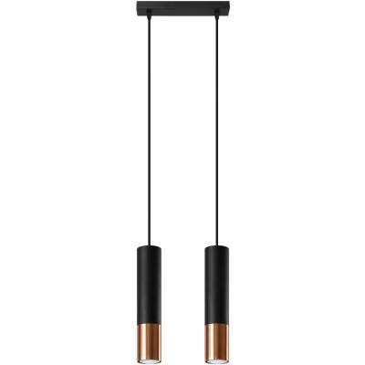 Imagen de SOLLUX lighting Loopez 3L Spotlight Decken Pendelleuchte, zylindrischer Schirm + 2 Metall Kombination, austauschbare GU10 Glühbirne, 3 x 40 W, Stahl,