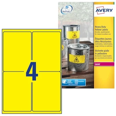 Imagen de Avery España L6127 20. Caja de 80 etiquetas amarillo fluorescentes poliéster