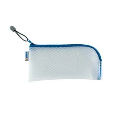Imagen de HERMA 20003 Bolso de cosméticos con cremallera, transparente (23 x 11 cm) neceser pequeño para teléfono móvil, cable carga, líquidos, bolígrafos, llaves, estuche viaje cremallera en azul