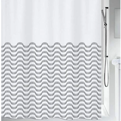 Imagen de Spirella 180 x 200, Negro colección Vagues, Cortina de Ducha Textil, 100% Polyester