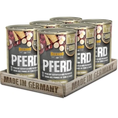 Imagen de Belcando Super Premium Lata [6x400g Caballo con Patata y chirivía] Comida húmeda para Perros Alimento Completo de Todas Las Razas