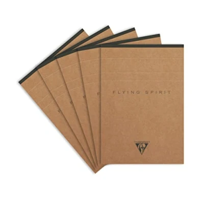Imagen de Clairefontaine Flying Spirit Kraft Cuaderno (A6, 70 hojas, a rayas, varios diseños, 5 unidades)