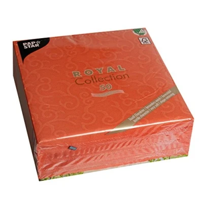 Imagen de Papstar Servilletas desechables de papel similar a la tela, 16 x pulgadas, 1/4 pliegues, paquete 50, 13 opciones color diferentes, diseño Casali (nectarina)