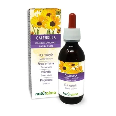 Imagen de Caléndula (Calendula officinalis) capítulos florales Tintura Madre sin alcohol Naturalma Extracto líquido gotas 120 ml Complemento alimenticio Vegano