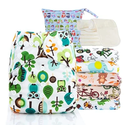 Imagen de Kolo kit de pañales tela para bebés y niños: 6 reutilizables + insertos bambú 1 bolsa transporte 100% ecológicos