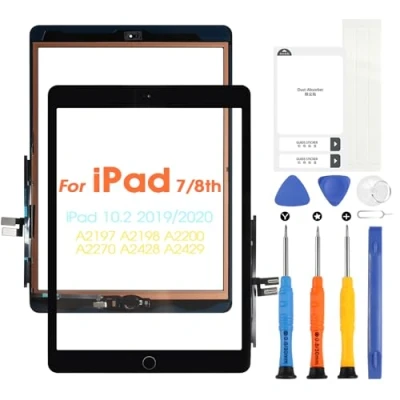 Imagen de pantalla táctil para iPad 7 2019 / 8 2020 Digitizer Touch iPad7/iPad8 Reemplazo de A2197 A2198 A2200 A2270 A2428 A2429 A2430 con herramientas (con botón