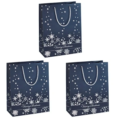 Imagen de SIGEL GT110 Paquete de 3 bolsas grande, &quot;Silver Snowflakes, 26 x 33 12,5 cm