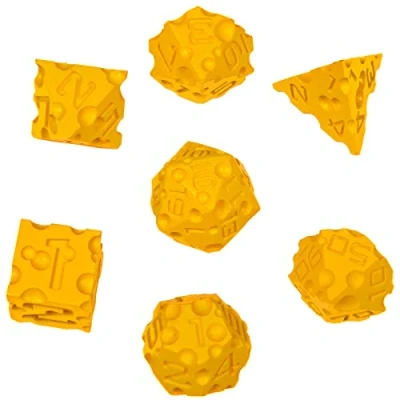 Imagen de DND juego de 7 dados queso poliédricos impresos en 3D, ideales para Dungeons and Dragons, Pathfinder, RPG mesa, MTG