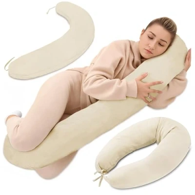 Imagen de Totsy Baby Cojin Lactancia y Embarazo 190cm Almohada para Dormir de Lado Descanso relajación Ideal futuras mamás Forma en C Muselina