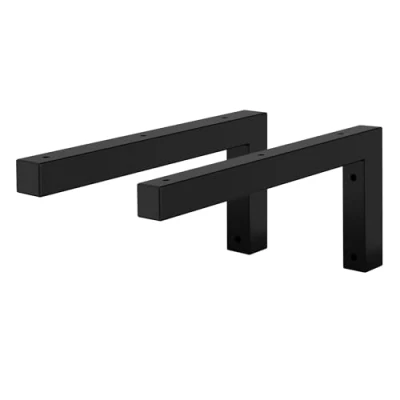 Imagen de ML Design Set 2x Soporte Angular L de Pared 300 x 150 mm Negro Acero Diseño Flotante para Lavabo Estante Mesa Encimera Apoyo Mueble Baño Dormitorio Salón Ajustable Incluye Material Montaje