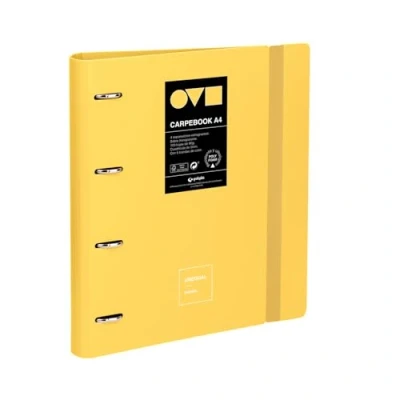 Imagen de Grafoplas Archivador 4 Anillas A4 Carpebook Polyfoam Resistente y Ultraligero Unequal Minimal Amarillo Incluye Recambio, Separadores Sobre Perfecto para Organizar Materias Escolares