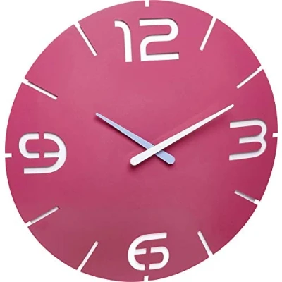 Imagen de TFA Dostmann Contour 60.3047.12 Reloj de Pared (Cuarzo, Efecto Espacial, Contraste Colores, diámetro 35 cm), Color Rosa y Blanco