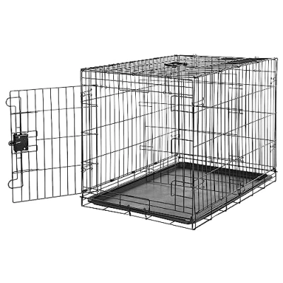 Imagen de Amazon Basics Jaula para perro de alambre metálico, Duradero,Plegable con bandeja, puerta única,91 x 58 64 cm (L An Al), negro