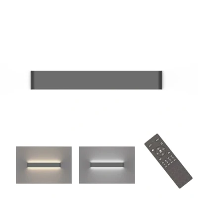Imagen de Klighten Aplique pared Led Interior Regulable con Mando a Distancia, Lámpara de Decorativo Mordern, Para Salon, Dormitorio, Baño, 800 2000 Lumen, 3000K 6000K, Gris Oscuro, 61cm