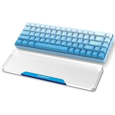 Imagen de MAMBASNAKE Acrylic Wrist Rest Reposamuñecas para Teclado de 65% Compact 68 Teclas, Acrílico Transparente Custom, Patas Goma Antideslizantes, Ergonómico Oficina/Juegos/Laptop/Notebook Azul