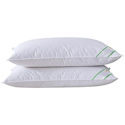 Imagen de SUFUEE Par de almohadas plumas y plumón ganso lujo con funda 100% algodón (estándar (50% plumón))