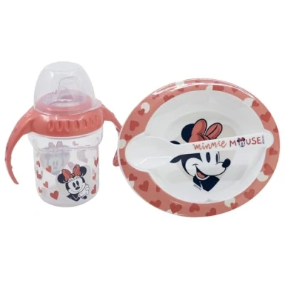 Imagen de SET 3PCS (VASO ENTRENAMIENTO 250 ML, PLATO Y CUCHARA) MINNIE MOUSE HEART FULL