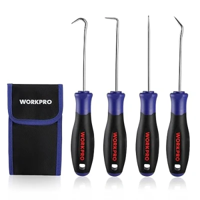 Imagen de WORKPRO Juego de Ganchos y Púas 4 Piezas,165 mm Herramientas, Removedor Sellos, Extractor Anillo Tórico, Ganzúas para Reparación Sustitución