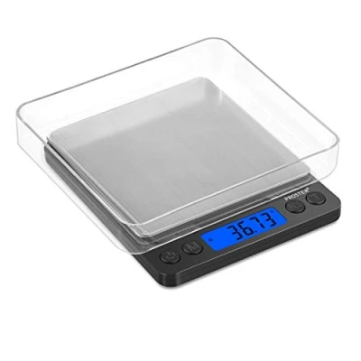 Imagen de Proster Mini Escala Digital de Bolsillo 0.01 500g Postal Alta Precisión para Alimento la Cocina, Pesar Gemas, Joyas y Otros Objetos Preciosos Color Plata Negro