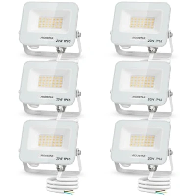 Imagen de Aigostar Foco led Exterior 20w, 1650LM Proyector LED, IP65 Impermeable Luz de Seguridad, Natural 4000K Luces exterior, Para Jardín, Patio, Garaje, Paquete 6