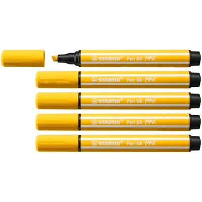 Imagen de STABILO Rotulador Premium punta biselada (1 + 5 mm) Pen 68 MAX Caja de Color Amarillo