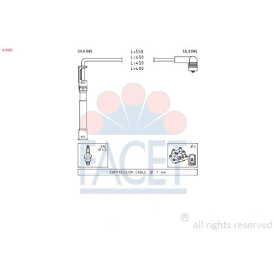 Imagen de FACET 4.9681 Juego de Cables Encendido Made in Italy OE Equivalent RENAULT: CLIO 2, Kangoo I, TWINGO 1