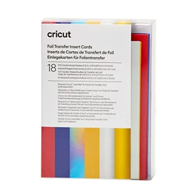 Imagen de Cricut inserción de Transferencia Papel Aluminio Celebración 8,9 cm x 12,4 (tamaño Paquete 18 para Uso con Alfombrilla Tarjetas 2 2, Celebration, 8.9cm 12.4cm Size R10)
