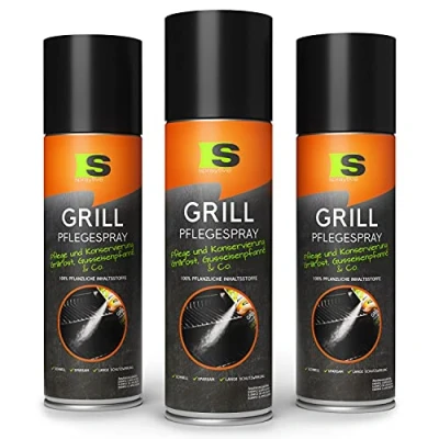 Imagen de Spraytive 3 x 500 ml de Spray Cuidado para Barbacoa Limpiador Cuida y conserva Parrillas, sartenes (Acero Inoxidable, Hierro Fundido) Antiadherente