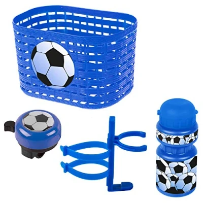 Imagen de VENTURA Soccer, Kit De Accesorios Para Bicicleta Infantil Cesta Campana Botella Unisex Bebé, Azul (Blue), Siehe Produktbeschreibung