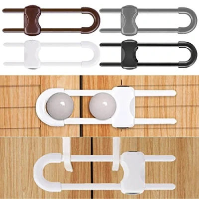 Imagen de RUIJIE Seguridad Puertas Niños, 4 Pcs Cierre Cajones Bebe, Cerraduras de para Bloqueo Seguridad, Protector Cierres Armarios, Gabinetes, Cocinas, (4 Colores)