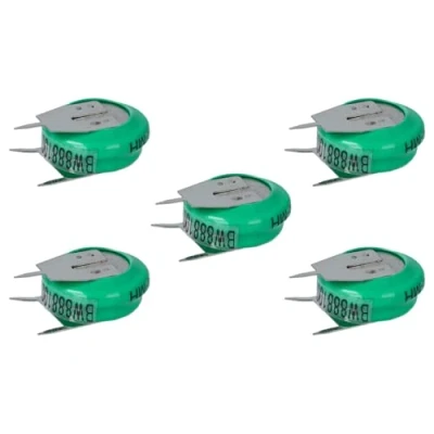 Imagen de vhbw 5X NiMH Batería de botón Repuesto Tipo V80H 3 Pines 80 mAh 1,2 V Compatible para lámparas solares, etc.