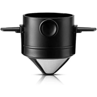 Imagen de Filtro Café con Goteo, Te, Sin Papeles Filtros Cafetera Permanente Acero Inoxidable de Malla Doble Verter Sobre el Soporte Adecuado para Viajes, Picnic, Portátil