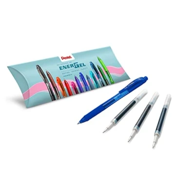 Imagen de Pentel Energel X BL107, Roller tinta de gel retráctil punta media 0,7 mm, azul, paquete 1 bolígrafo + 3 recargas LR7